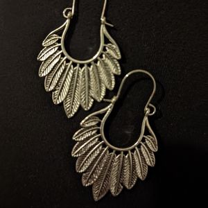 Antique Silver feather Design Earrings